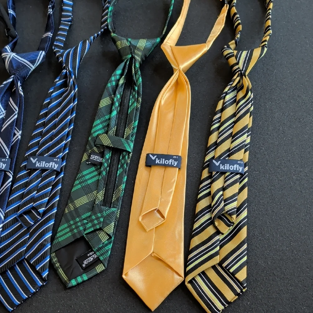 Boy's Assorted Patterned and Solid Pre-Tied Neckties - Multi-Color Pack